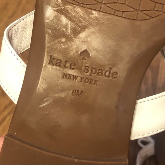 Kate Spade White Charles Vacchetta Leather Slip On Thong Sandals Size 8 - Picture 9 of 12